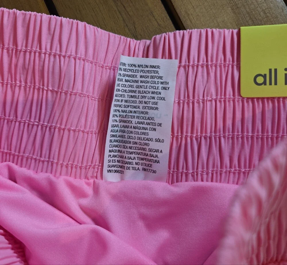 all in motion Girls' Light Pink Elastic-Waist Pull-On Shorts Small 6/7